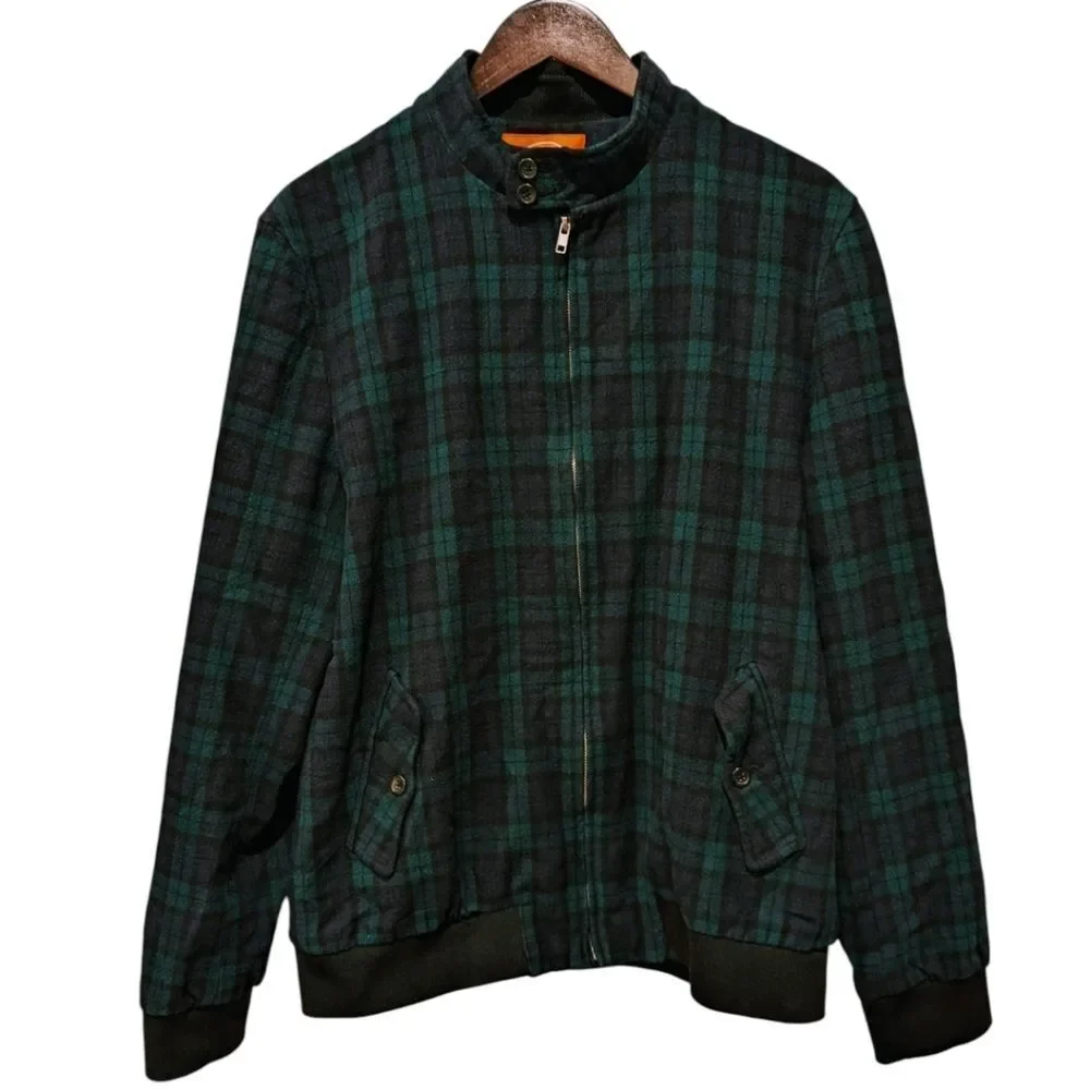 J. Press for Urban Outfitters Black Watch Plaid Harrington Bomber Jacket - Large